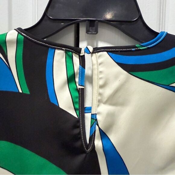 NWT House of Harlow 1960 woman's cropped long sleeve blouse blue multicolor S - Picture 10 of 12